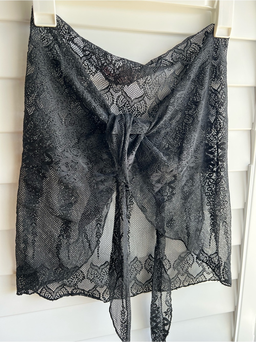 Victoria's Secret Black Sheer Lace Tie-Front Slip